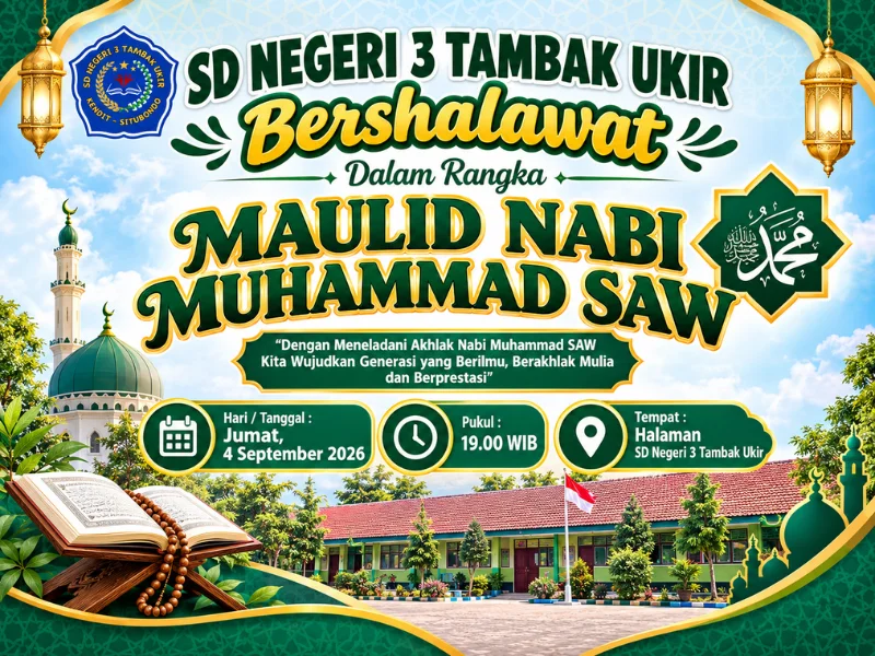 Peringatan Maulid Nabi Muhammad SAW di SD Negeri 3 Tambak Ukir Berlangsung Khidmat dan Meriah